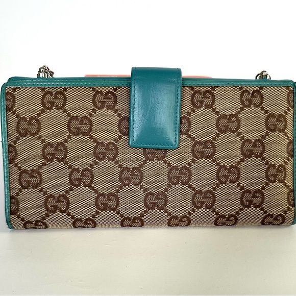 GUCCI GG Aqua Trim Monogram Wallet on Chain w/ auth cert - Picture 3 of 12